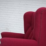 1960s, Danish armchair, furniture wool, beech wood logs.