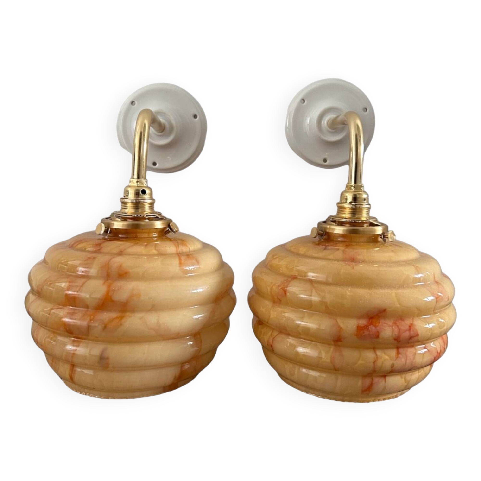 Pair of Art Deco globe wall lights