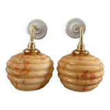 Pair of Art Deco globe wall lights