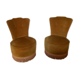 Paire de fauteuils crapaud à franges