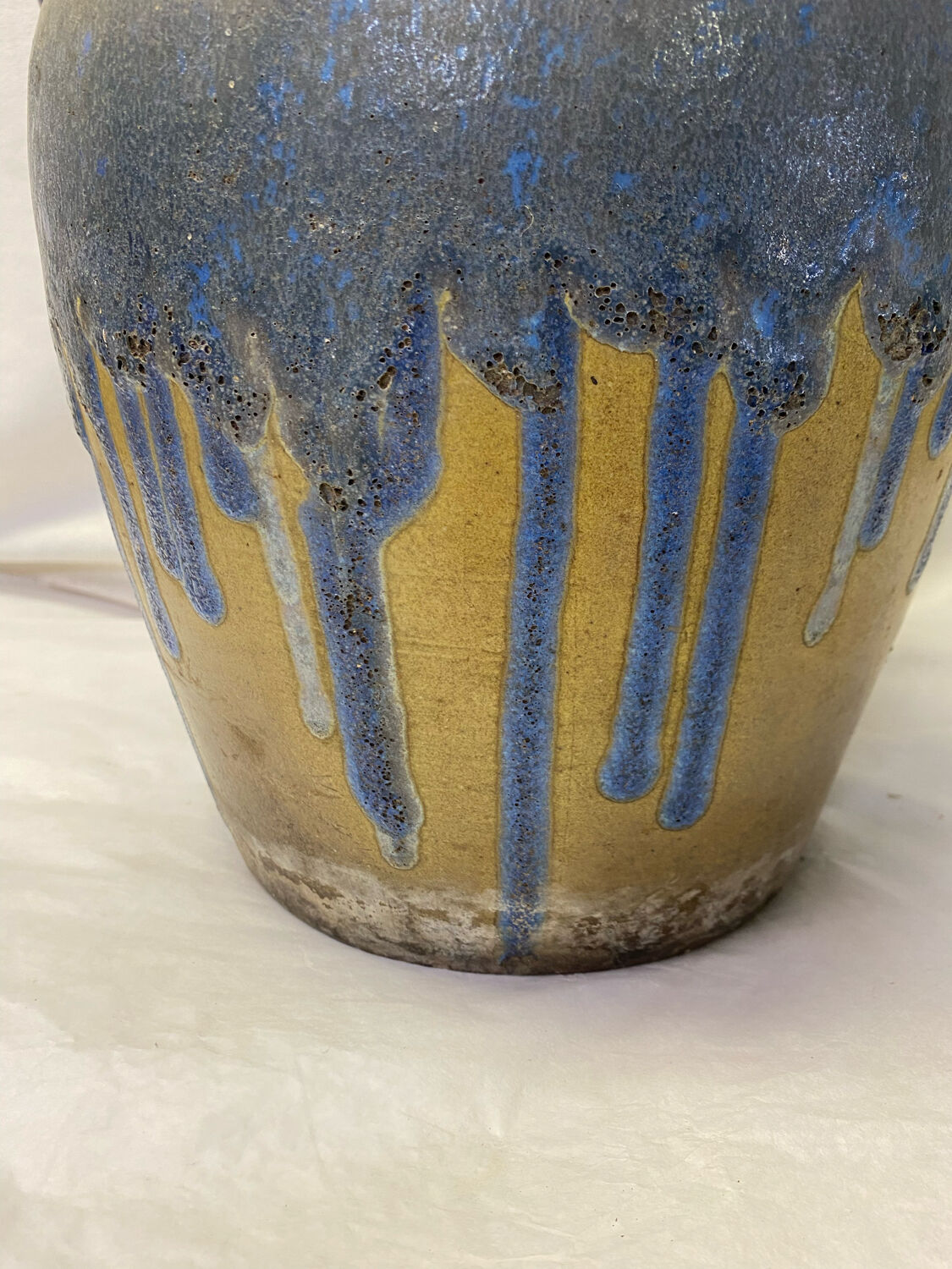Flame blue sandstone vase