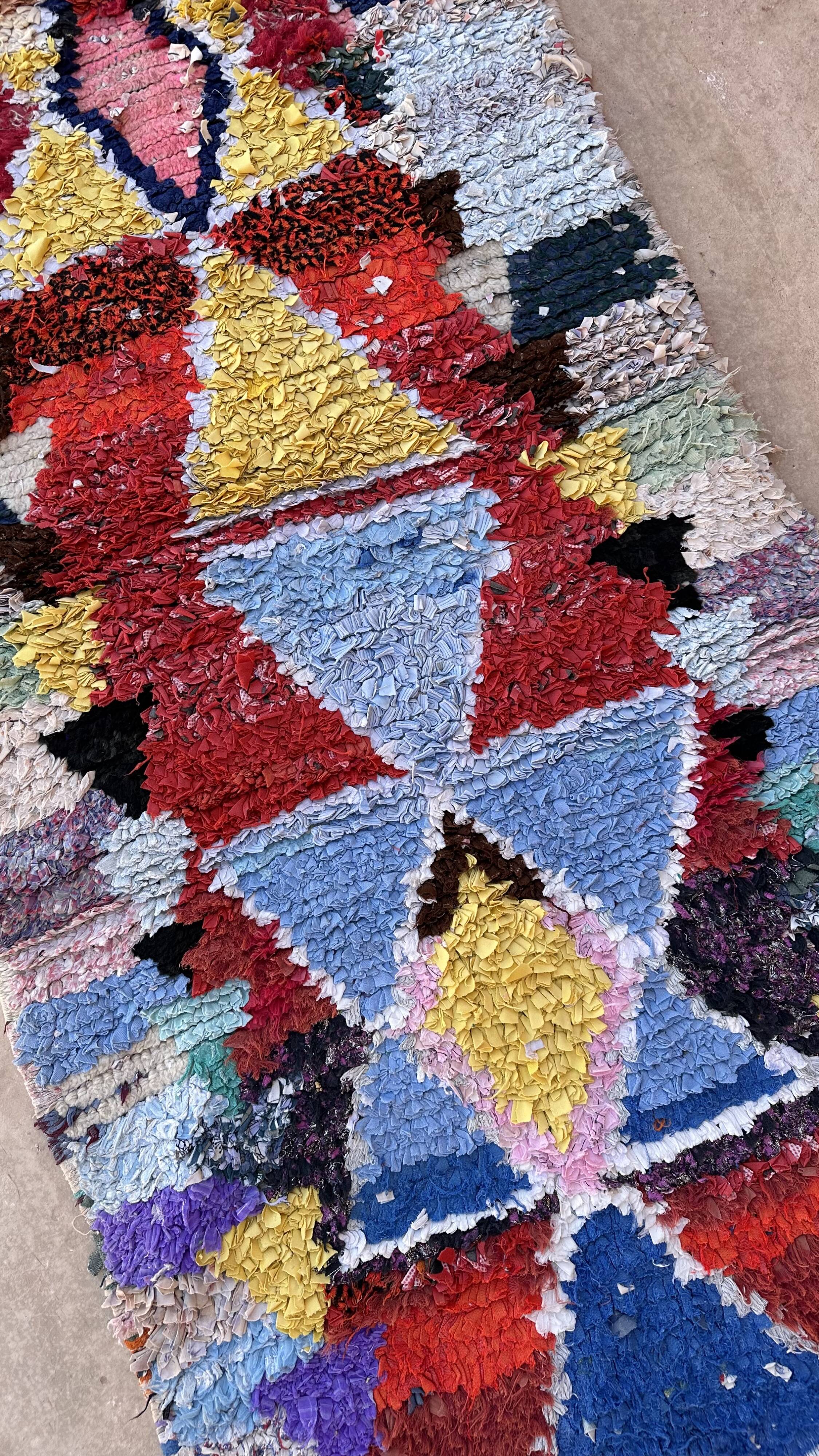 Tapis Berbère Boucherouite coloré - 81 x 190 cm