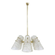 J.T. Kalmar Lustre in Brass, with Textured Glass Shade in Cone Shape, Austria, 1950
