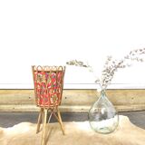 Rattan and floral fabric basket worker