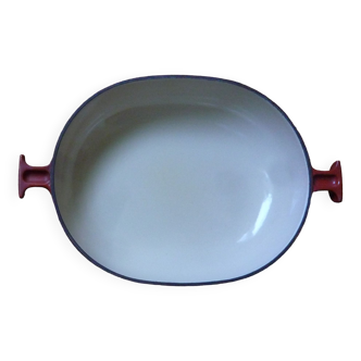 Le Creuset dish by Enzo Mari, in red cast iron, 70s