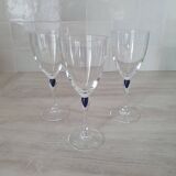 3 wine/water glasses Crystal d'Arques model Venice Sapphire blue