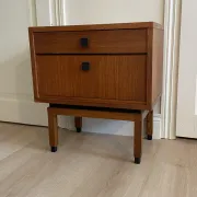 Mid-century teak bedside table, Scandinavian style, brand MDK.