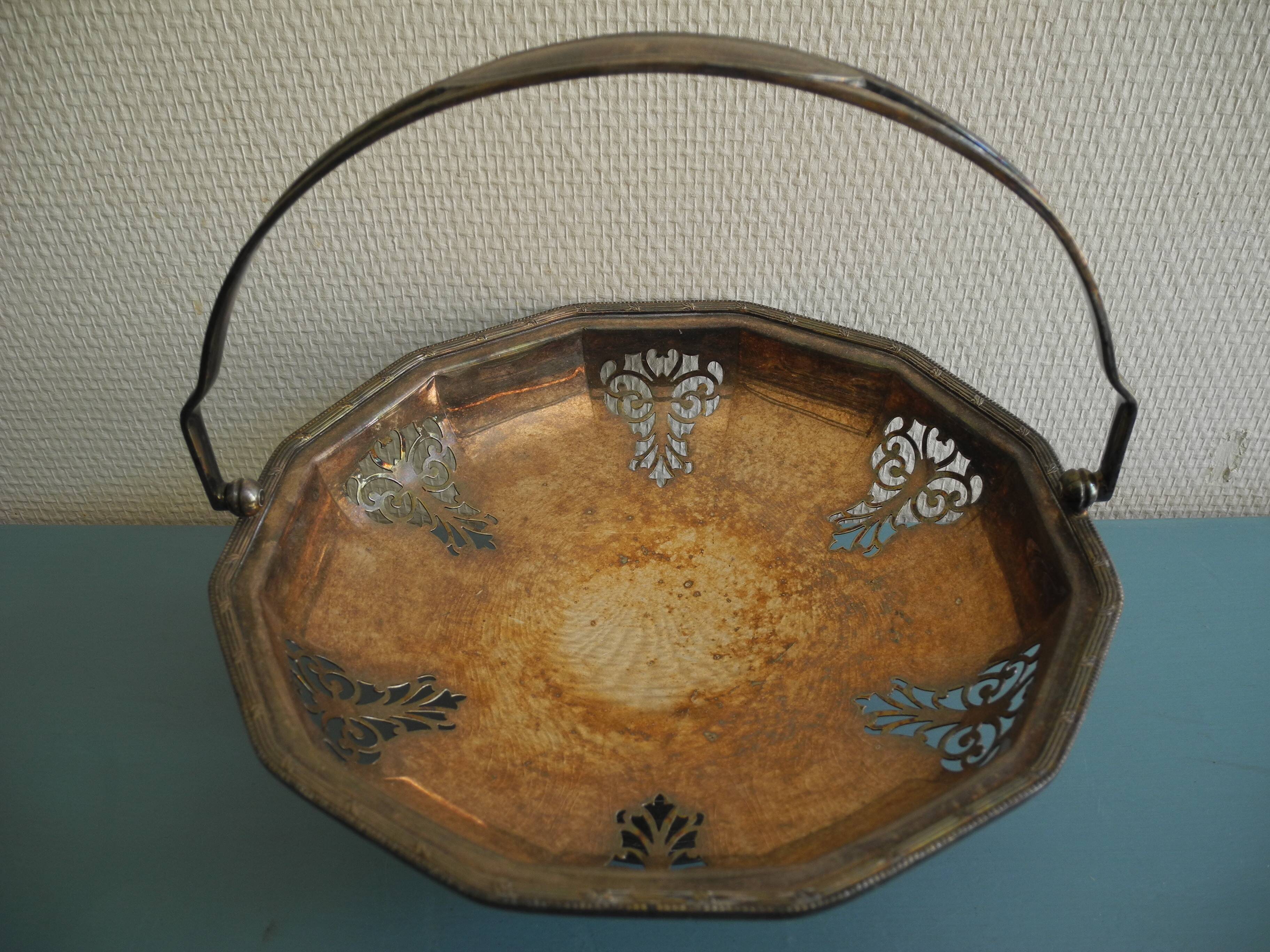 old silver metal basket cup silver metal basket