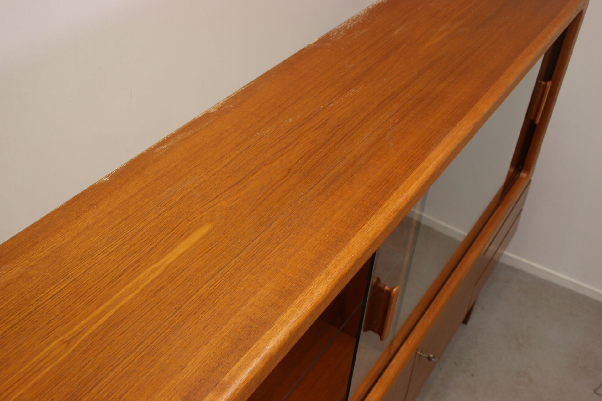 johannes Andersen teak lighted display cabine For Silkeborg Denmark