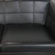 Art Deco  black leather 2.5-seater design sofa with beautiful woodwork