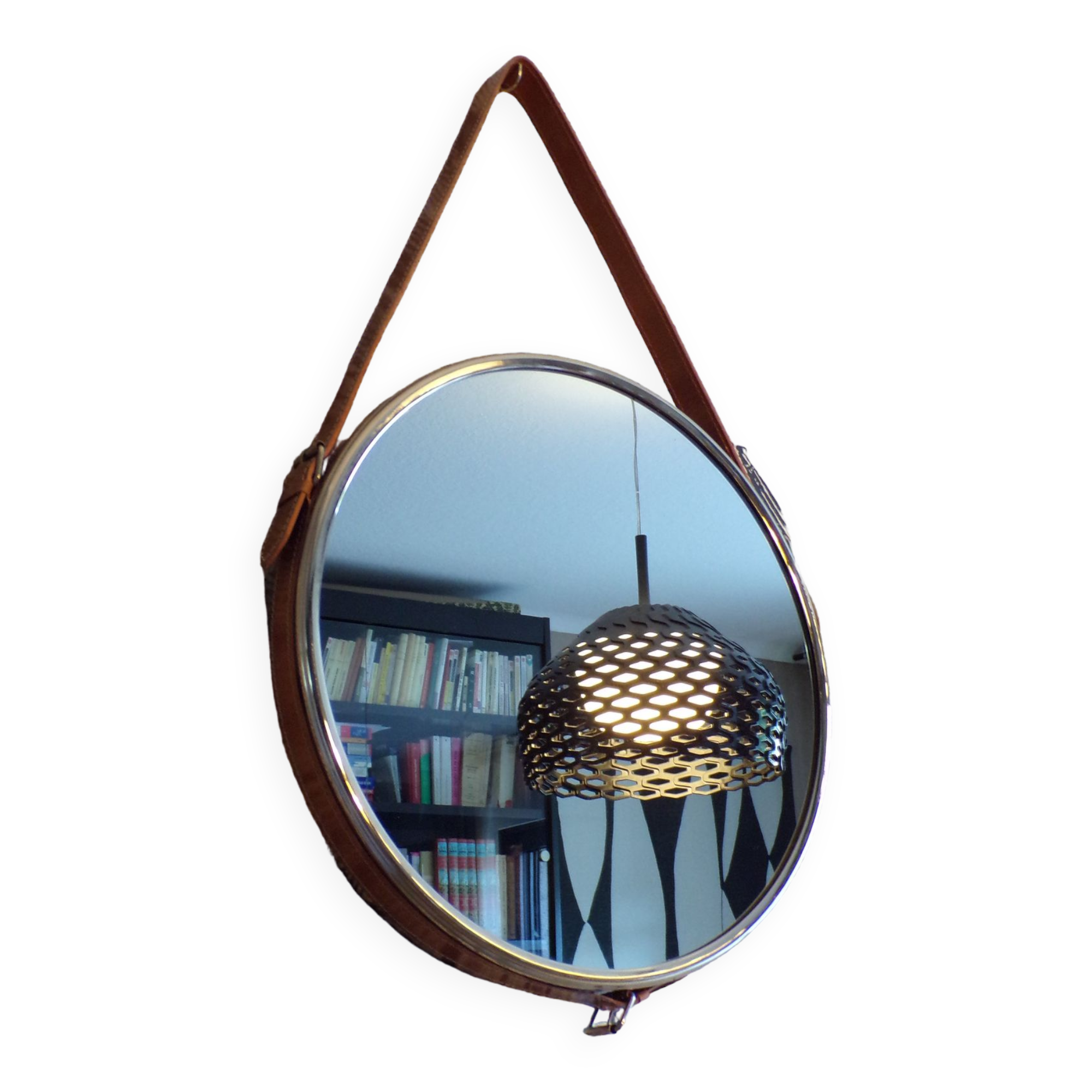 Vintage mirror with leather