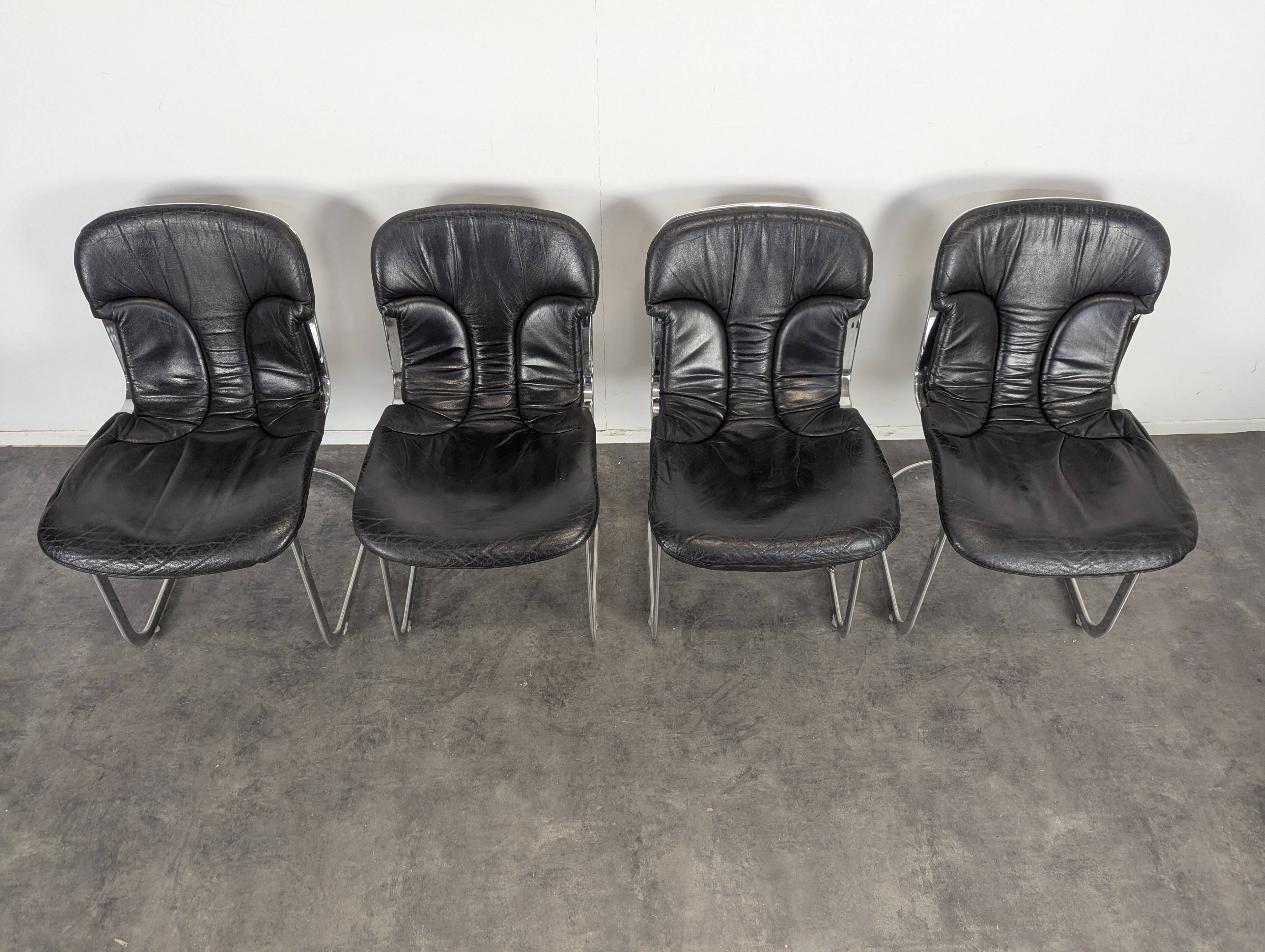 Série de 4 chaises de Willy Rizzo