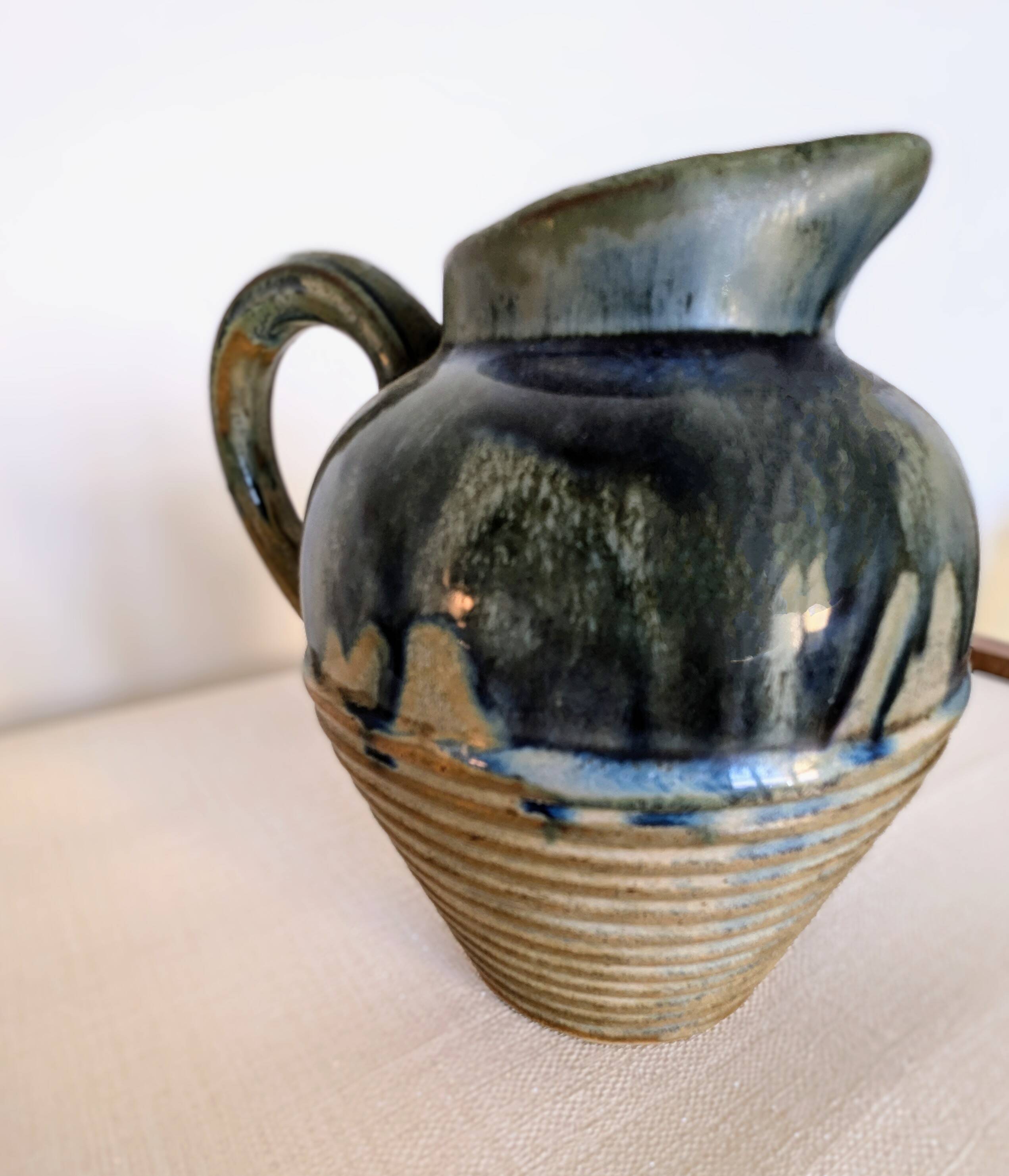 Vintage glazed stoneware pitcher