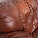 Vintage sofa from the 70s in genuine brown leather italian design