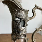 Glass ewer decanter with tin frame