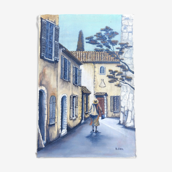 Peinture toile village de Provence