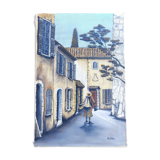Provence village canvas painting