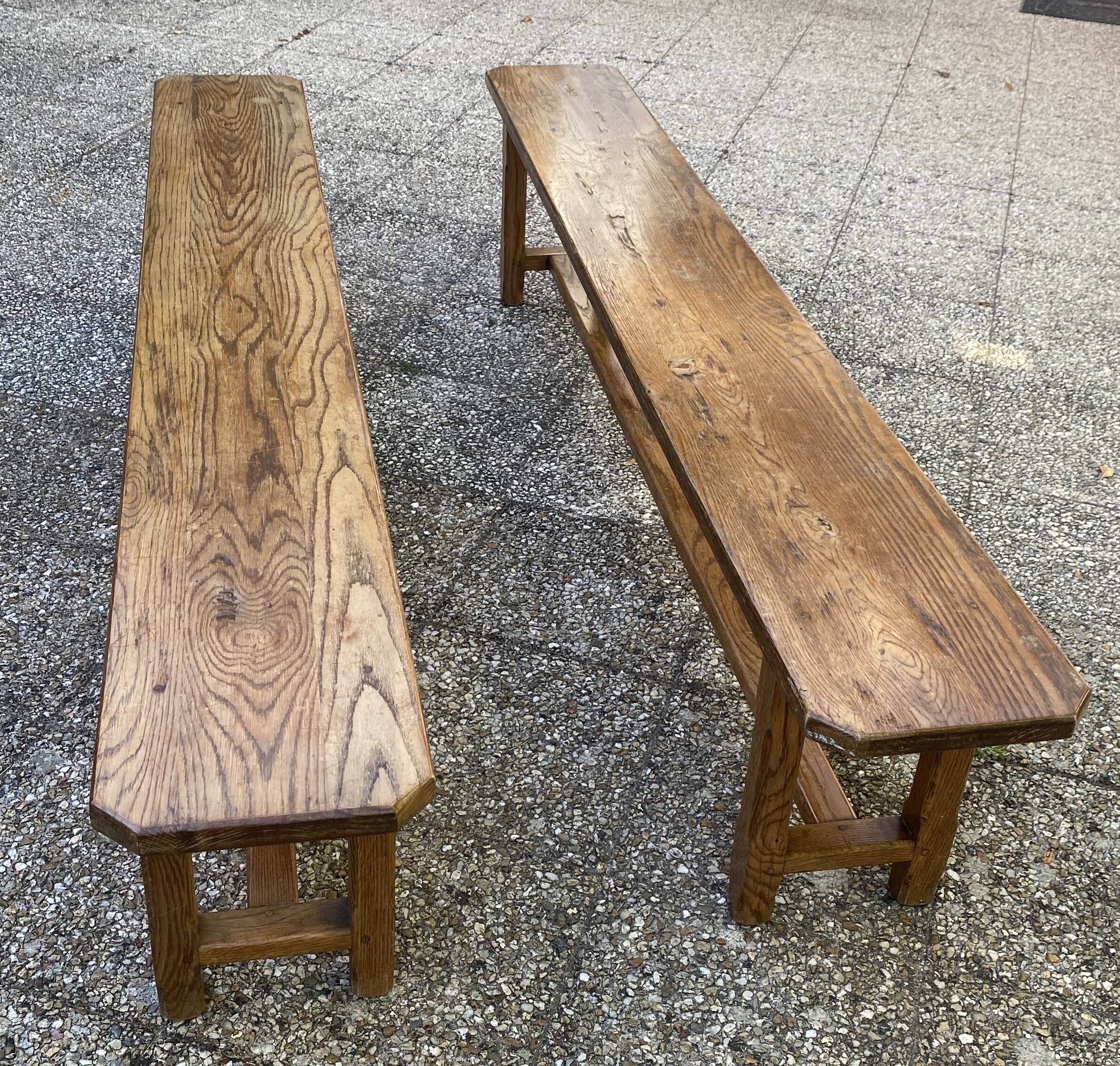 Solid oak farmhouse bench 220cm for rustic farmhouse table 1950