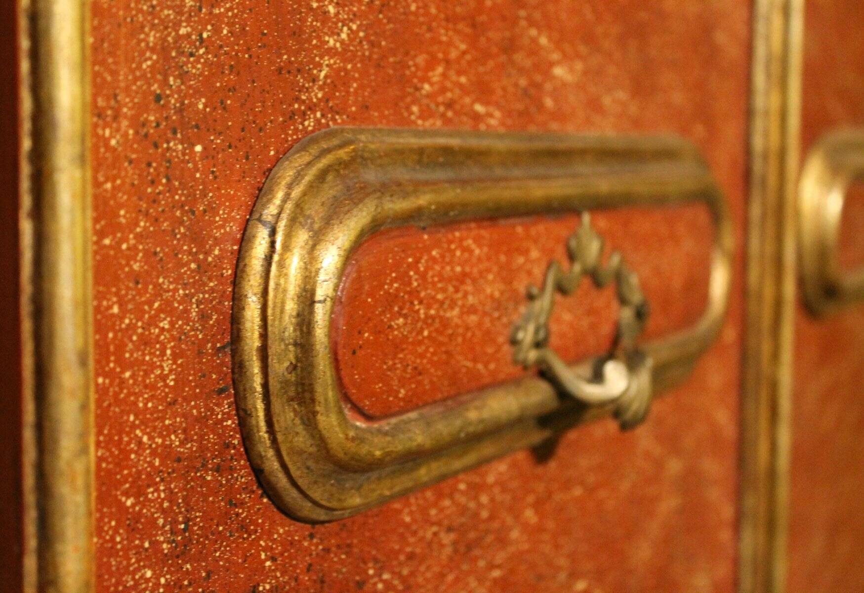 20th Century Italian Faux Red Porphyry Lacquered and Gilt Framed Wood Door