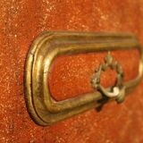 20th Century Italian Faux Red Porphyry Lacquered and Gilt Framed Wood Door