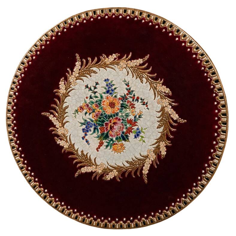 Immense decorative plate in Longwy enamels – Maintenon decor