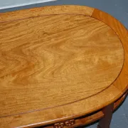 Vintage Oriental Low Table in Carved Brown Teak, China