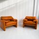 pair of Maralunga armchairs by Vico Magistretti