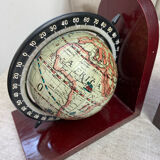 Serres-livres vintage en bois, mappemondes rotatives