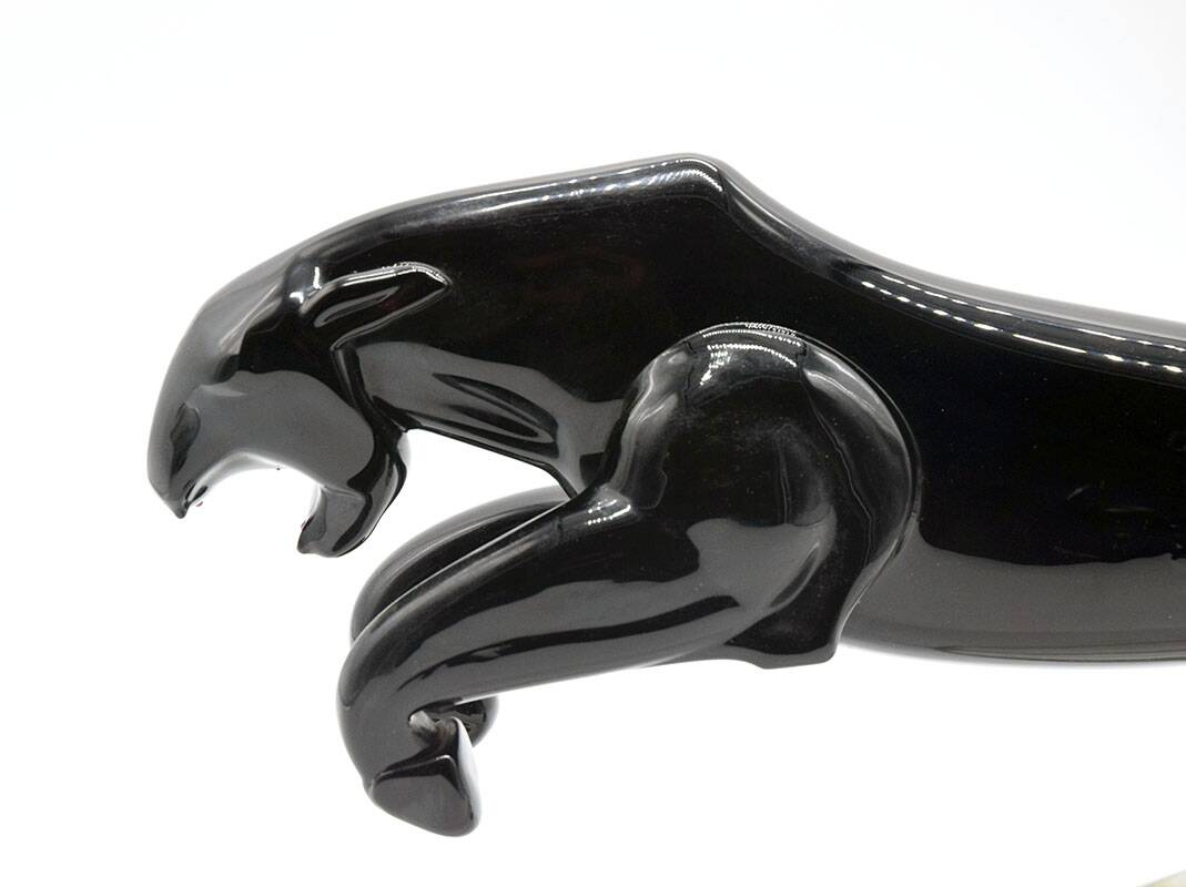 Large Deco sculpture of a panther in Murano glass, 1940s