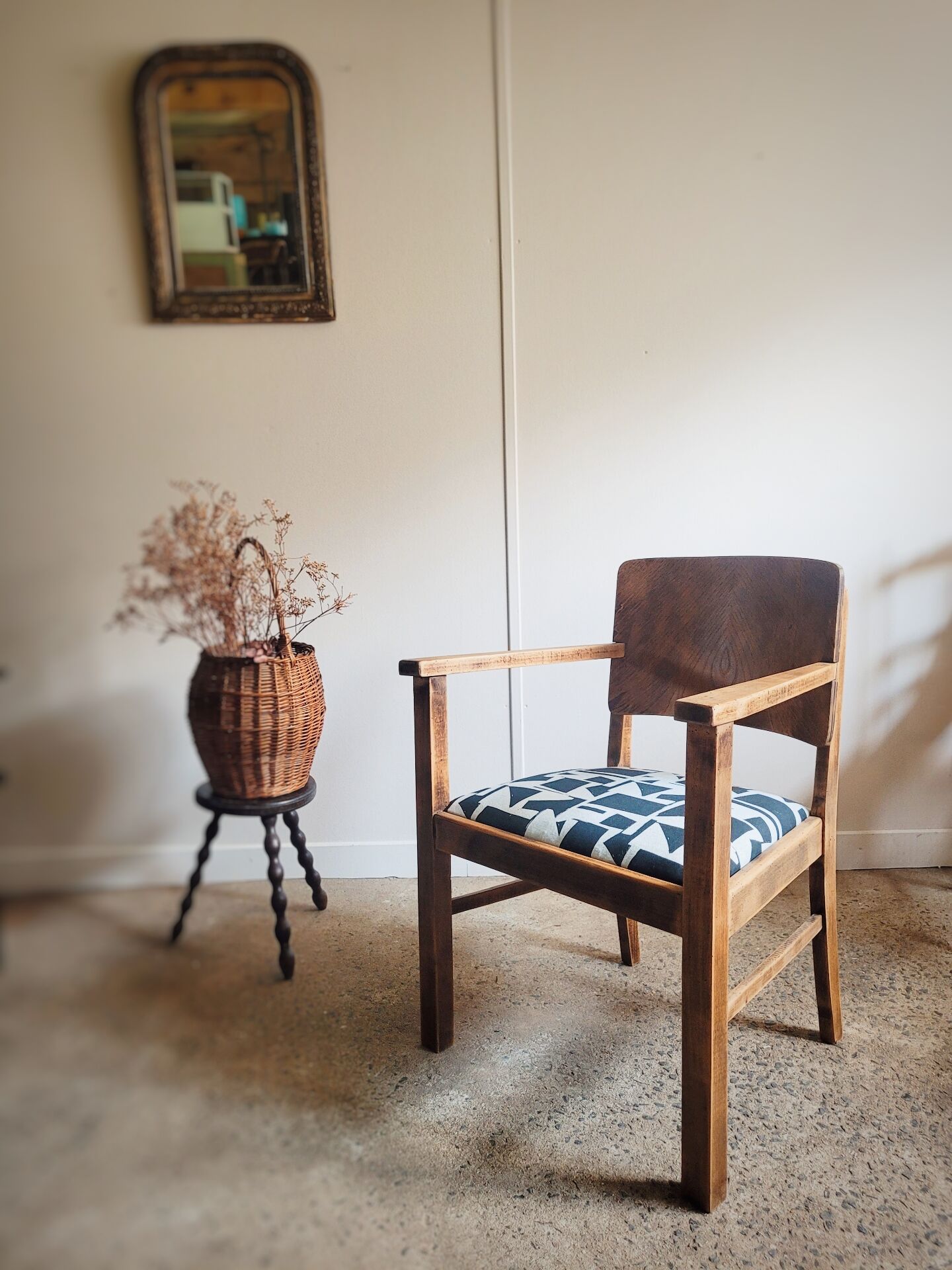 Restored brutalist style armchair