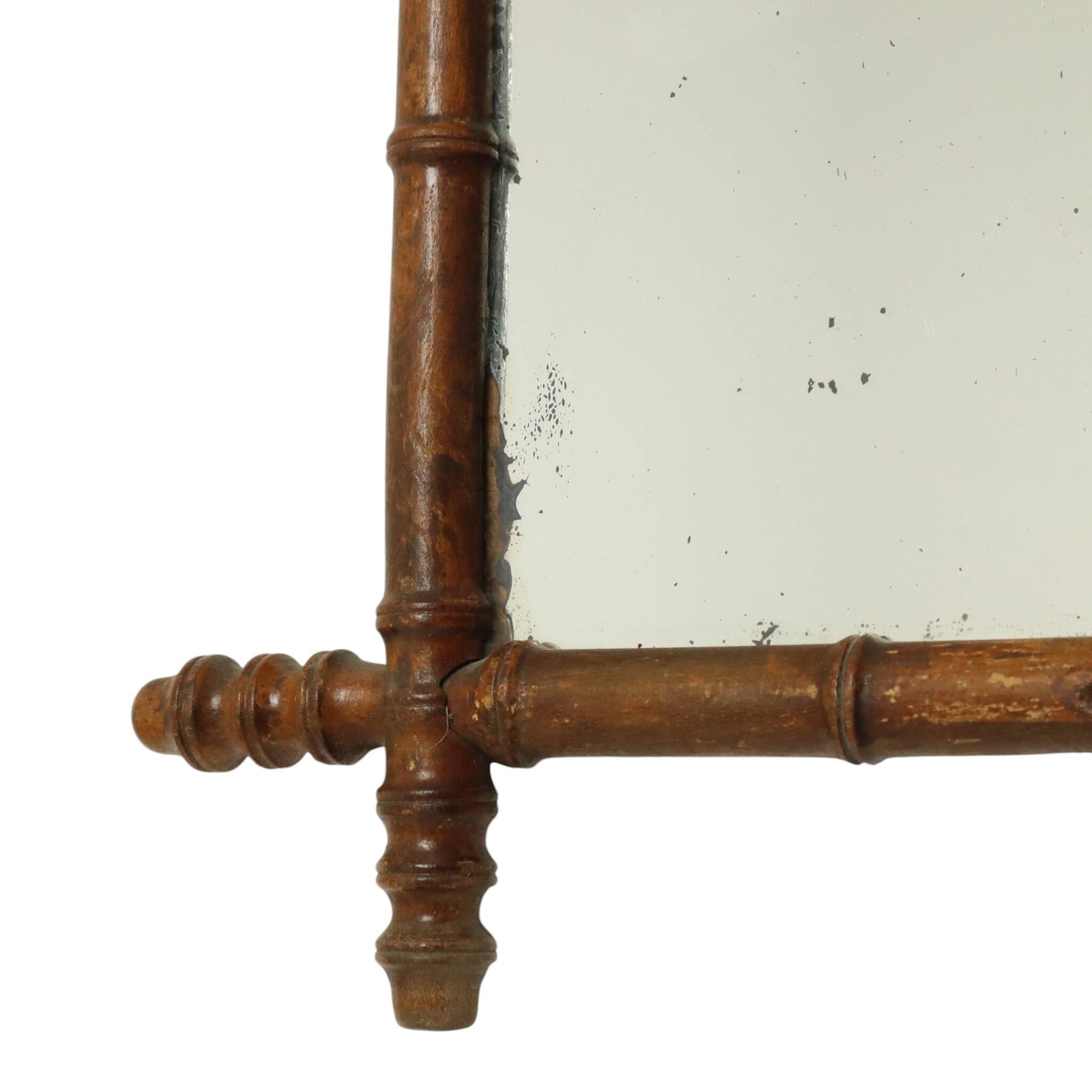 Antique Wooden Faux Bamboo Chinoiserie Mirror 44x39cm