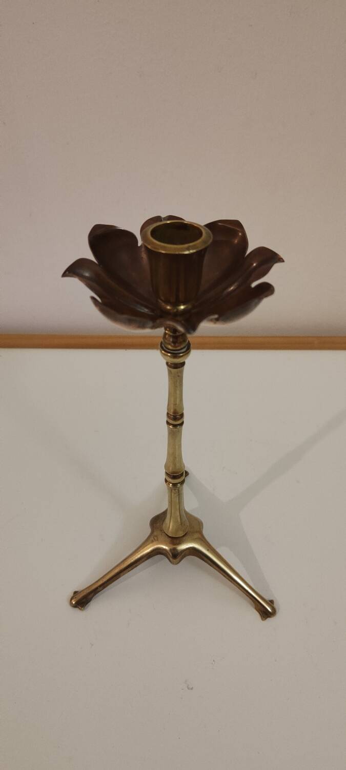 Brass and copper candlestick by Was Benson 1900