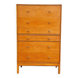 Commode cerf Tallboy armoire chêne milieu du siècle moderne Vintage rétro meubles six tiroirs Ches