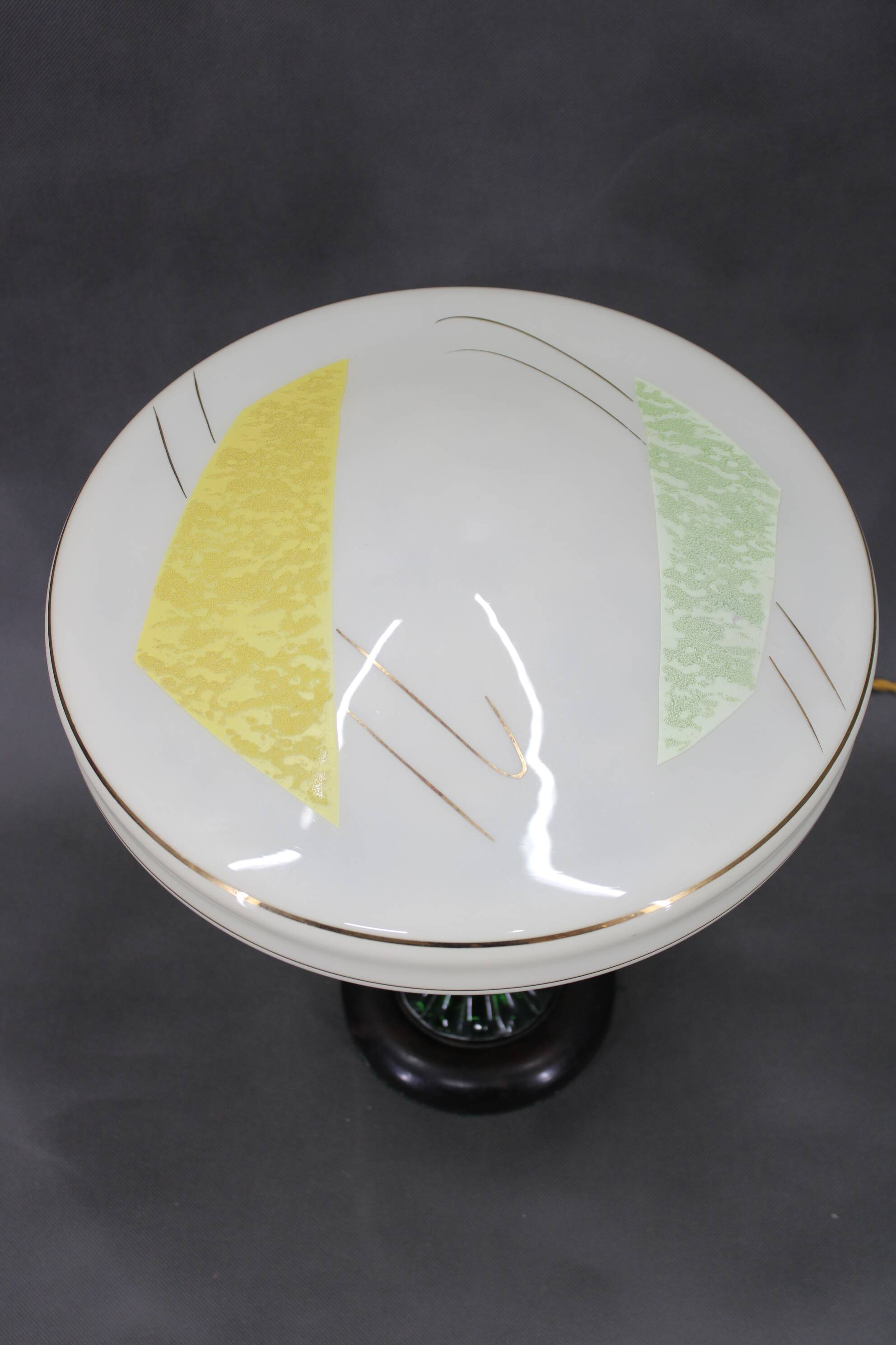 1940s Restored Glass Table Lamp with Glass Shade