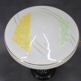 Lampe de table en verre restaurée des années 1940 avec abat-jour en verre