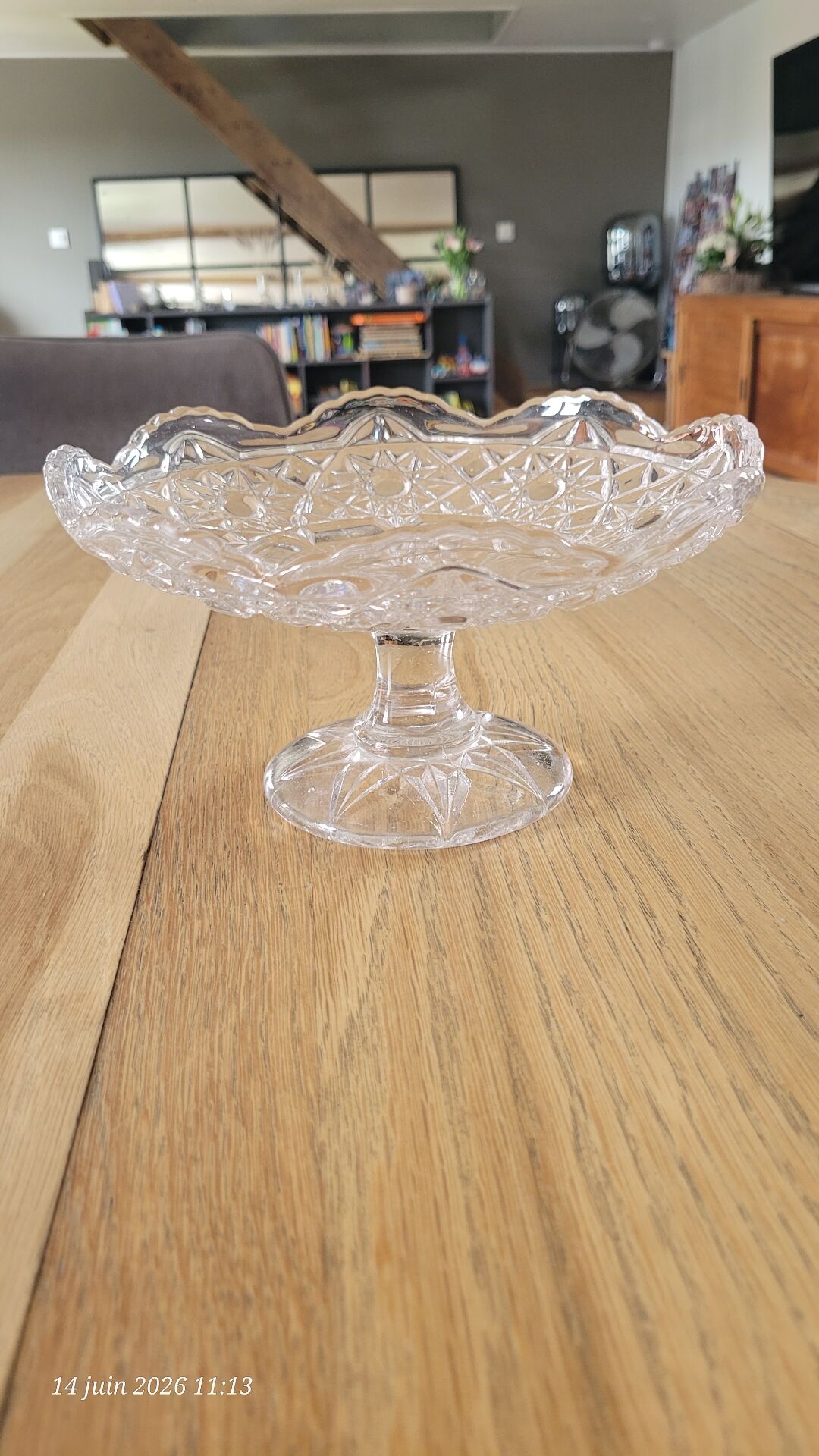 Thick transparent glass footed cup