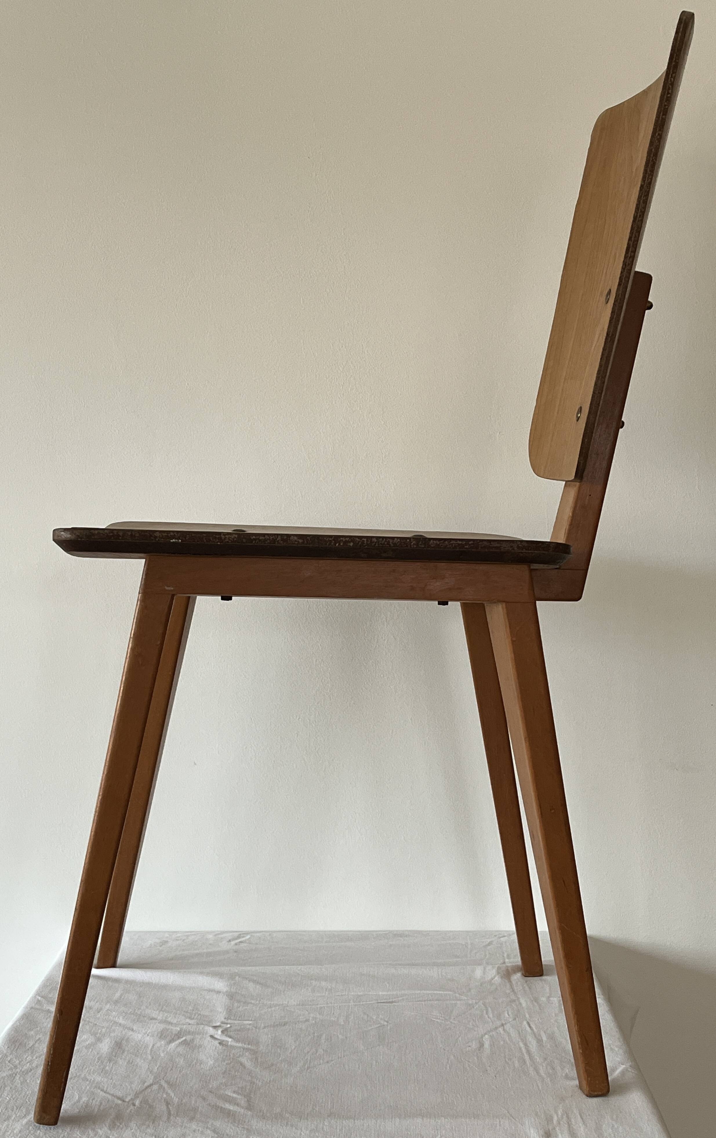 3 wooden chairs designed by André Sornay, 1960