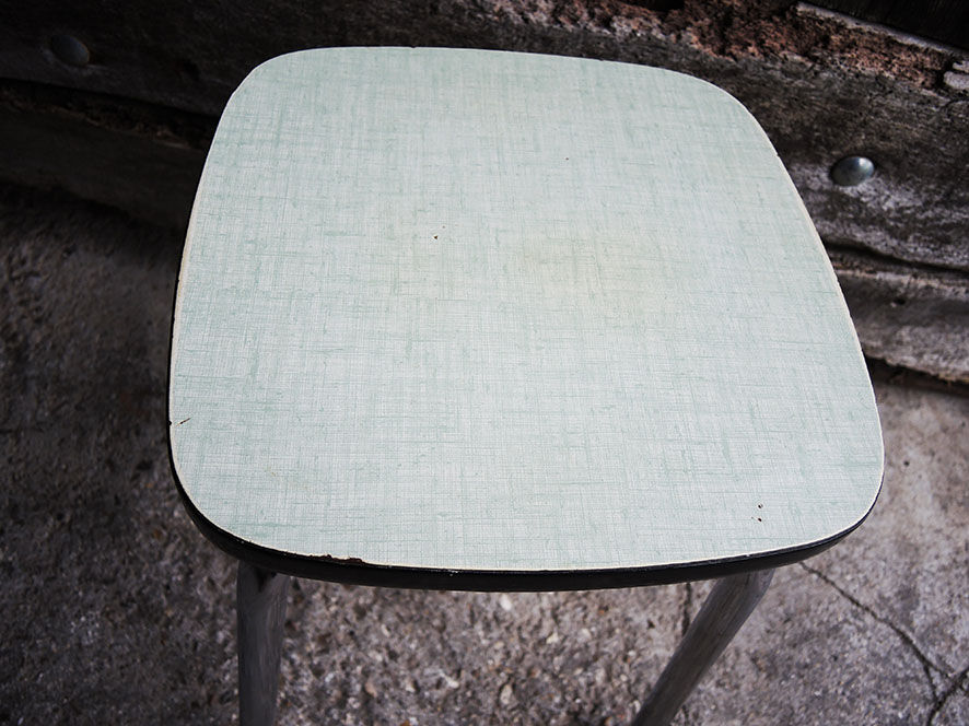 Old sky blue formica stool