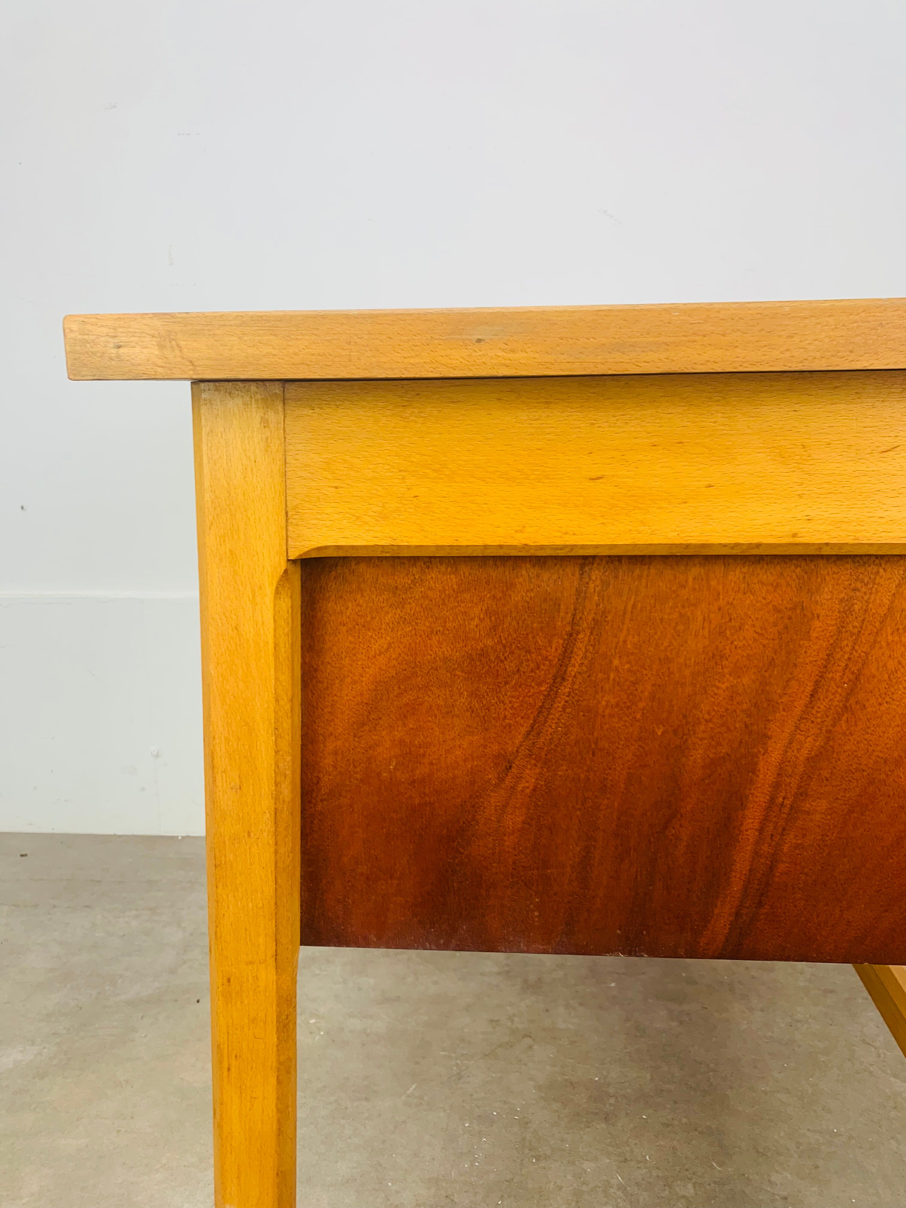 1950s wooden desk reconstruction, vintage