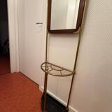 Antique brass coat rack with mirror – Vintage entrance hall wardrobe