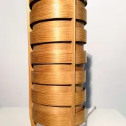 Cylindrical Pinewood Table Lamp In The Manner Of Hans-Agne Jakobsson, Sweden, Circa 1960S