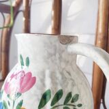 Pitcher vase shiny flowered ceramic