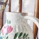 Pitcher vase shiny flowered ceramic