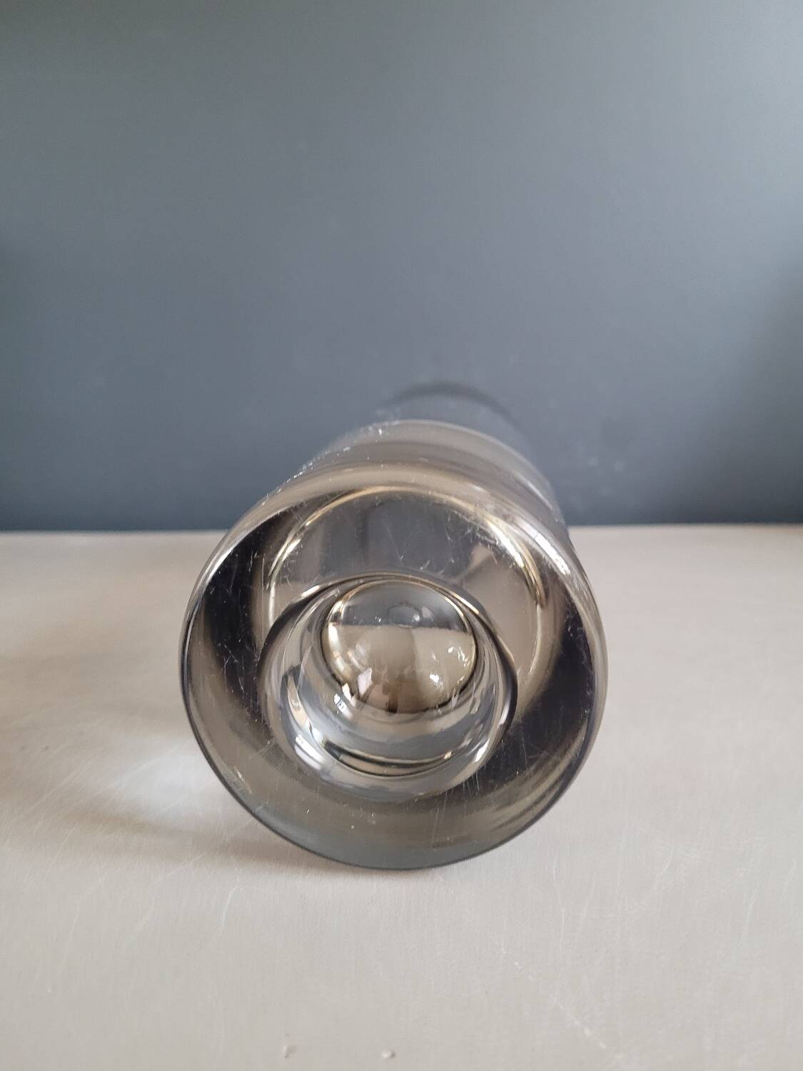 Smoked glass roller vase
