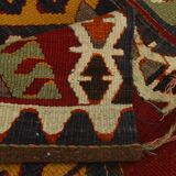 Kilim Vintage Anatolien Rouge – Motifs Géométriques, Laine, 88x125 Cm