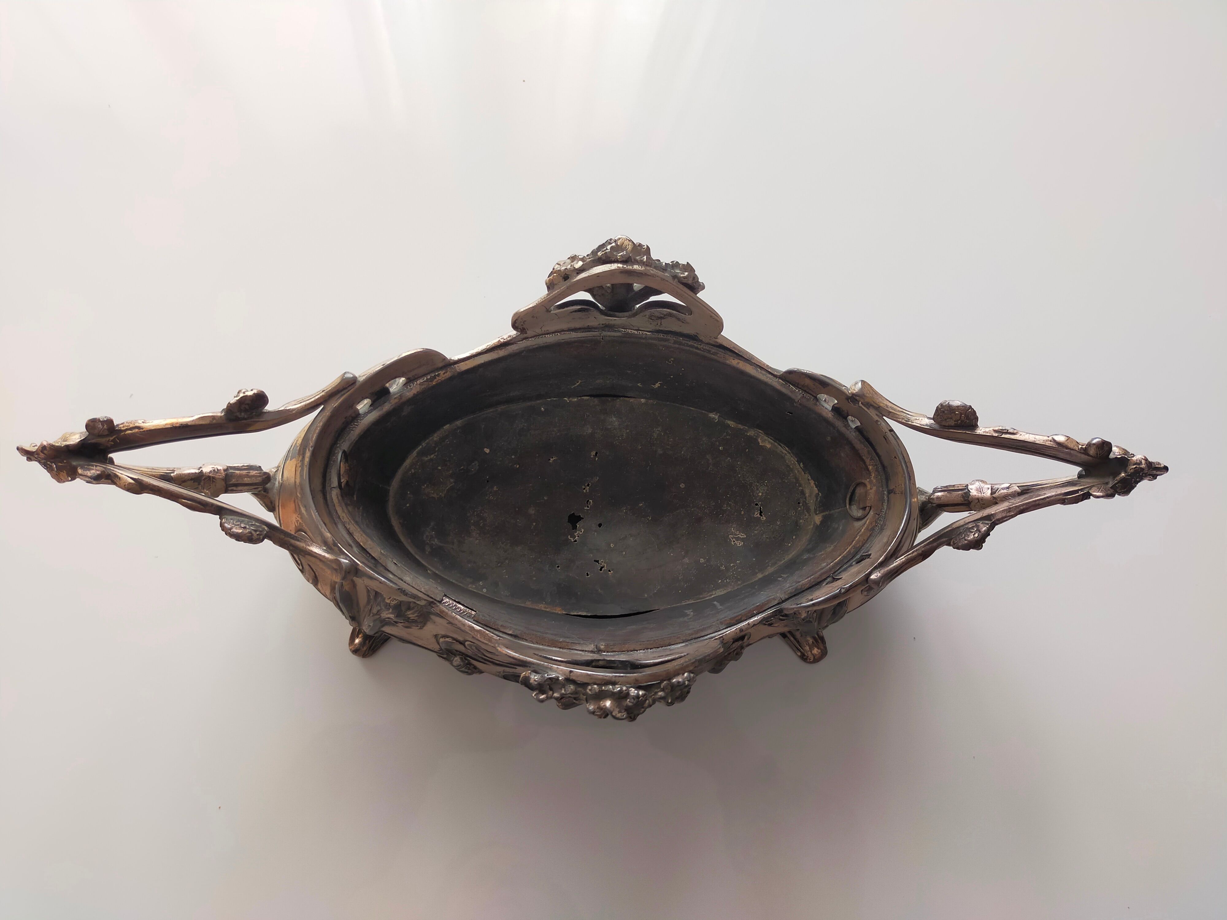 Art Nouveau silver bronze planter