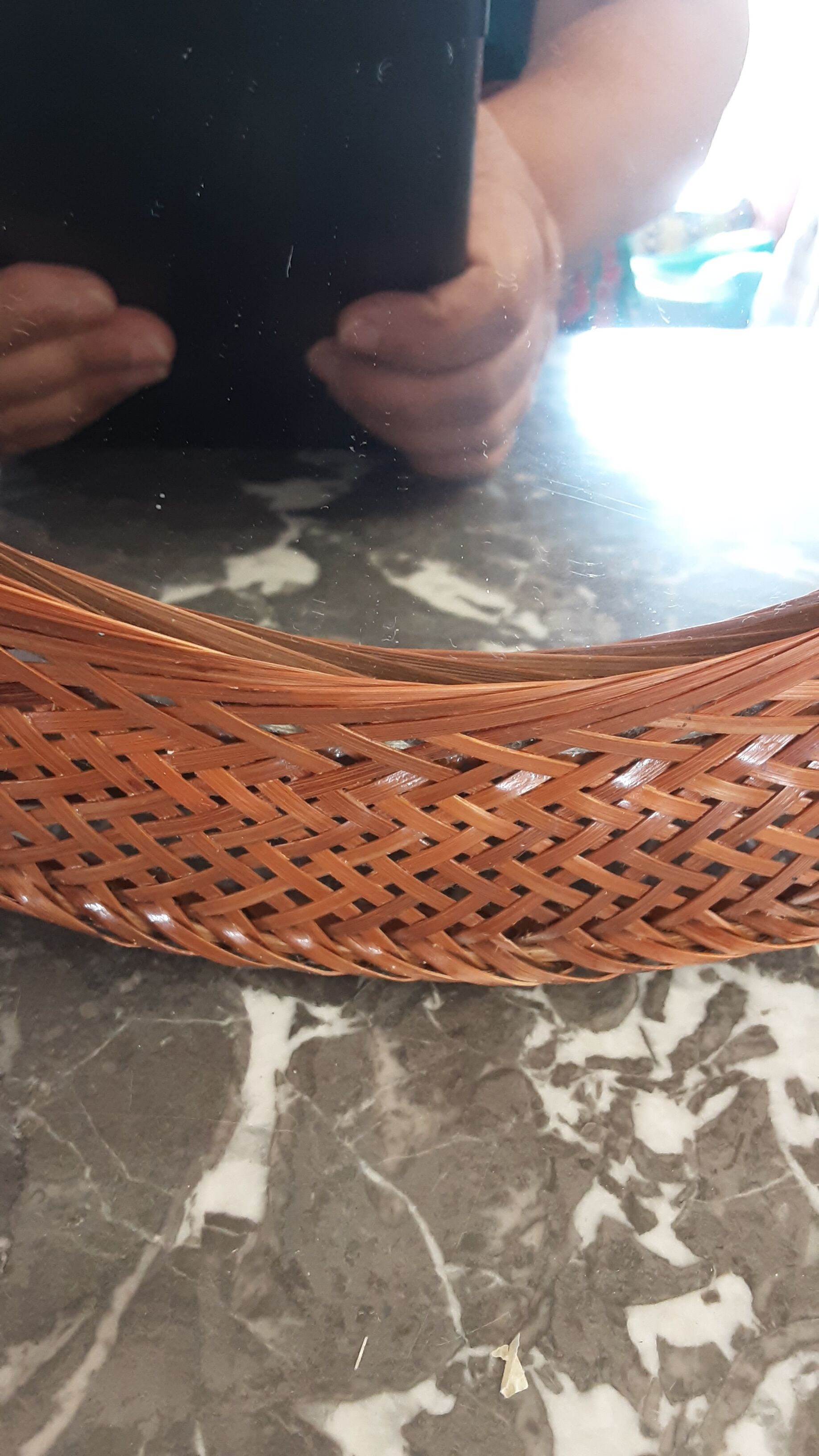 Oval rattan mirror - year 70