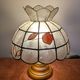 Vintage lamp in wood, brass and mother-of-pearl.