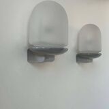 Pair of vintage wall lights, porcelain and sandblasted glass, France 1970