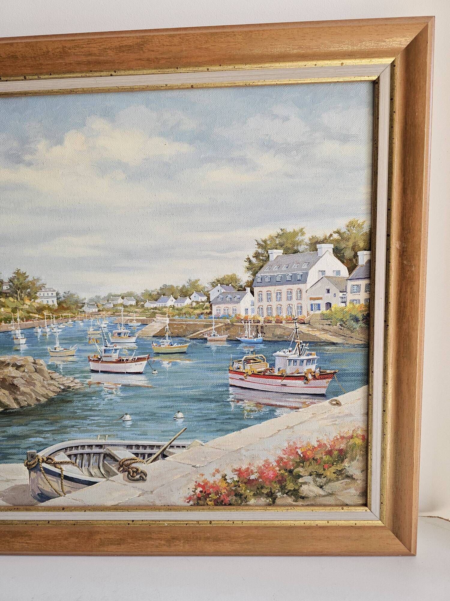 Oil Painting on Canvas Marine - Landscape Brittany - Doelan Signed J Courbon